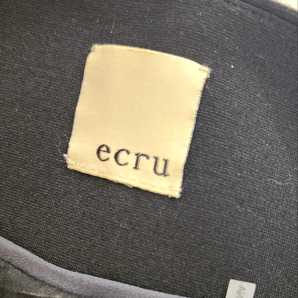 Ecru Faux Leather Detail Ponte Jacket with Zipper Pockets and Wrist Detail – EUC - Picture 9 of 9